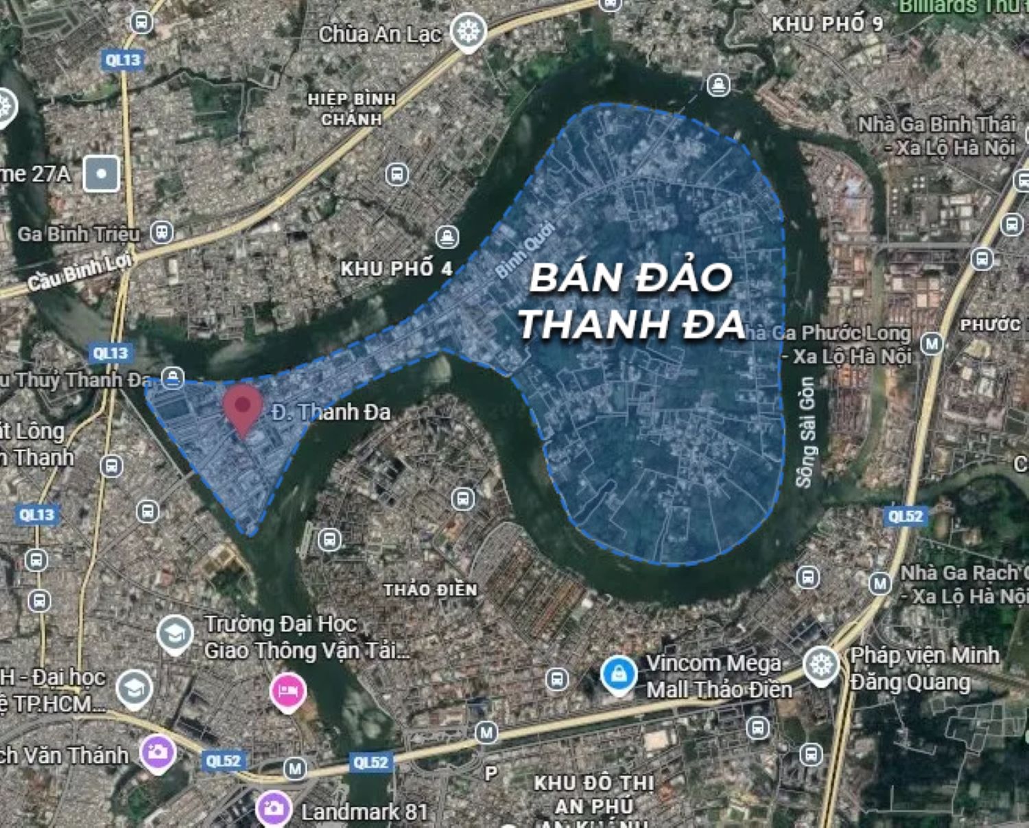 Vị trí Khu đô thị Bình Quới – Thanh Đa Sun Group